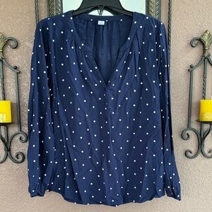 Old Navy Dark Blue Blouse with White Dots